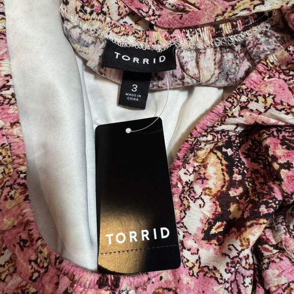 Torrid Washable Crinkle Gauze Cross Cross Back Plus Size Pink Top Square Neck 3X - Picture 12 of 14